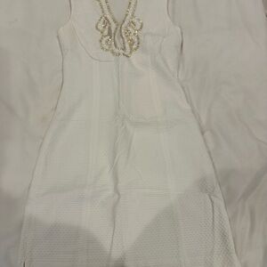 Lilly Pulitzer White and Gold Sleeveless Dress Size 2